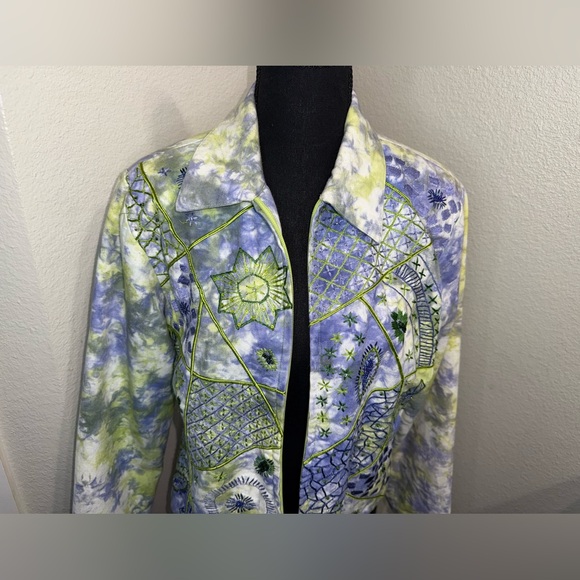 Vintage Anage Tie-dye Embroidered Zip-up Jacket- Size Medium - Picture 3 of 11